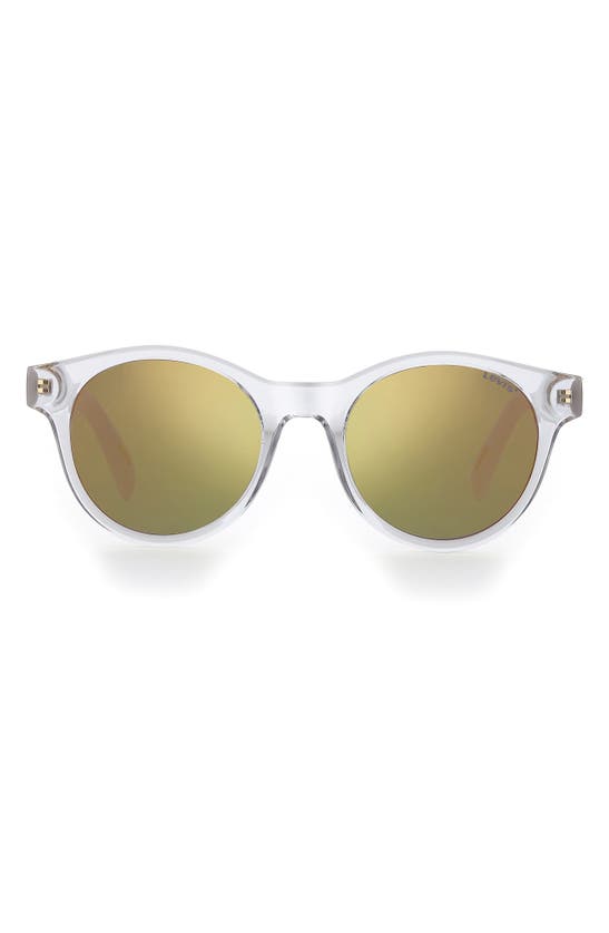 Levi's 51mm Mirrored Round Sunglasses In Crystal/ Gold