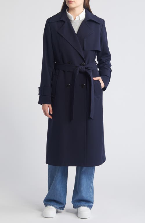 Shop Sam Edelman Double Breasted Belted Trench Coat In Navy