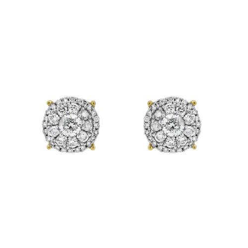 Luvmyjewelry Lotus Loop 14k Yellow Gold Diamond Stud Earrings In 14k Yellow Gold
