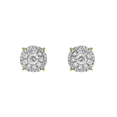 Shop Luvmyjewelry Lotus Loop 14k Yellow Gold Diamond Stud Earrings