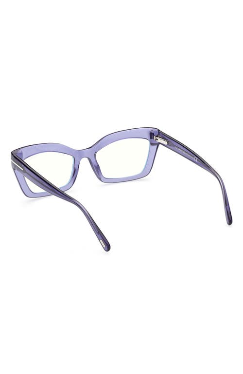 Tom Ford 54mm Cat Eye Blue Light Blocking Glasses In Shiny Bordeaux/grad Bordeaux