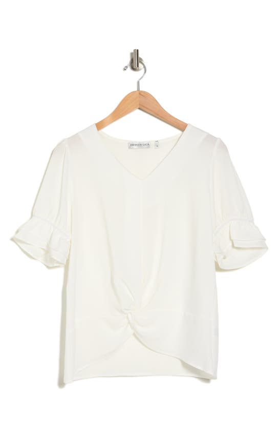 Shop Patrizia Luca Short Sleeve Twist Front Top In White