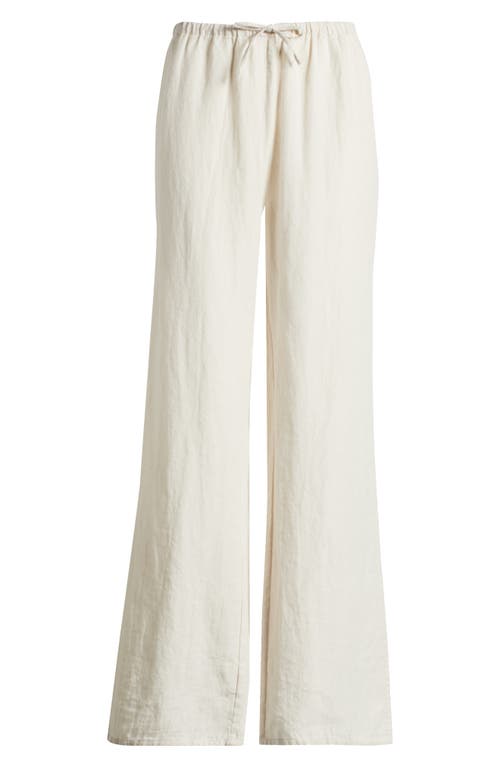 Shop Desmond & Dempsey Linen Flare Pajama Pants In Plain Linen Oat