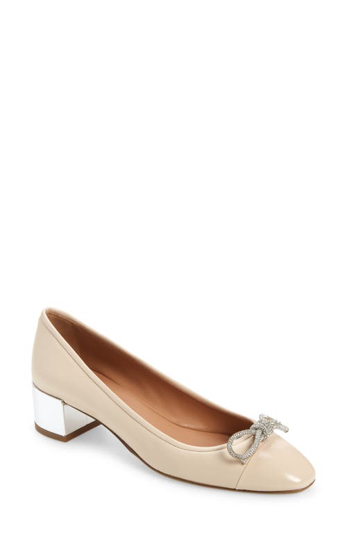 Aquazzura Parisina Crystal Bow Pump Light Beige at Nordstrom,