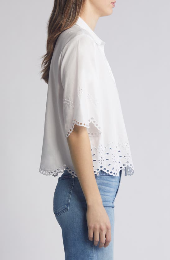BEACHLUNCHLOUNGE CLO EYELET BORDER BUTTON-UP SHIRT