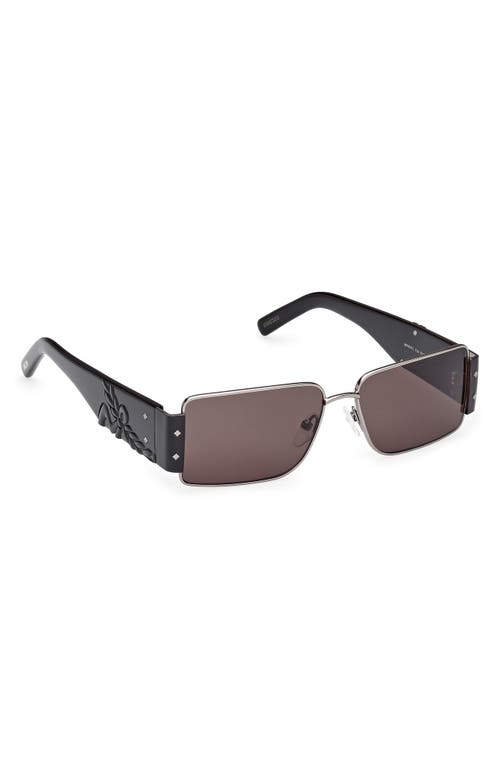 Mcm 55mm Rectangular Sunglasses In Ruthenium/smoke/black