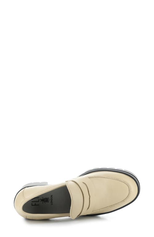 Shop Fly London Toky Platform Penny Loafer In Cream Dublin