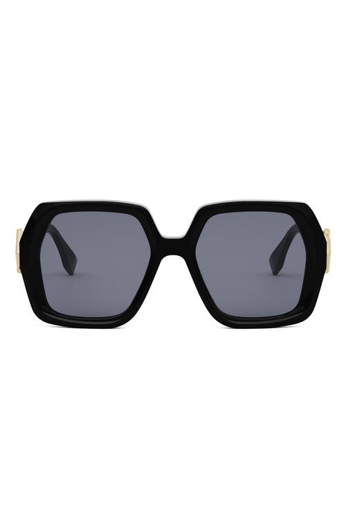 Shop Fendi ' Diamonds 51mm Square Sunglasses In Shiny Black/blue