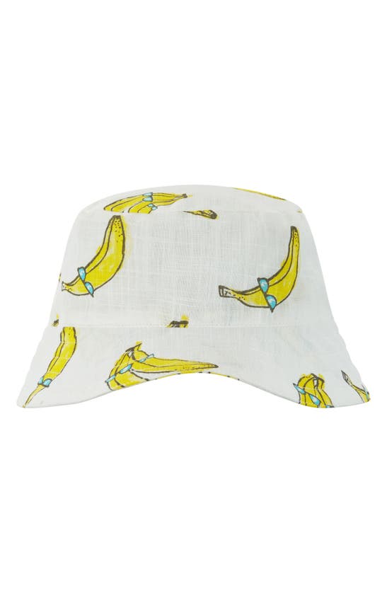 Andy & Evan Banana Romper & Bucket Hat Set In White Banana