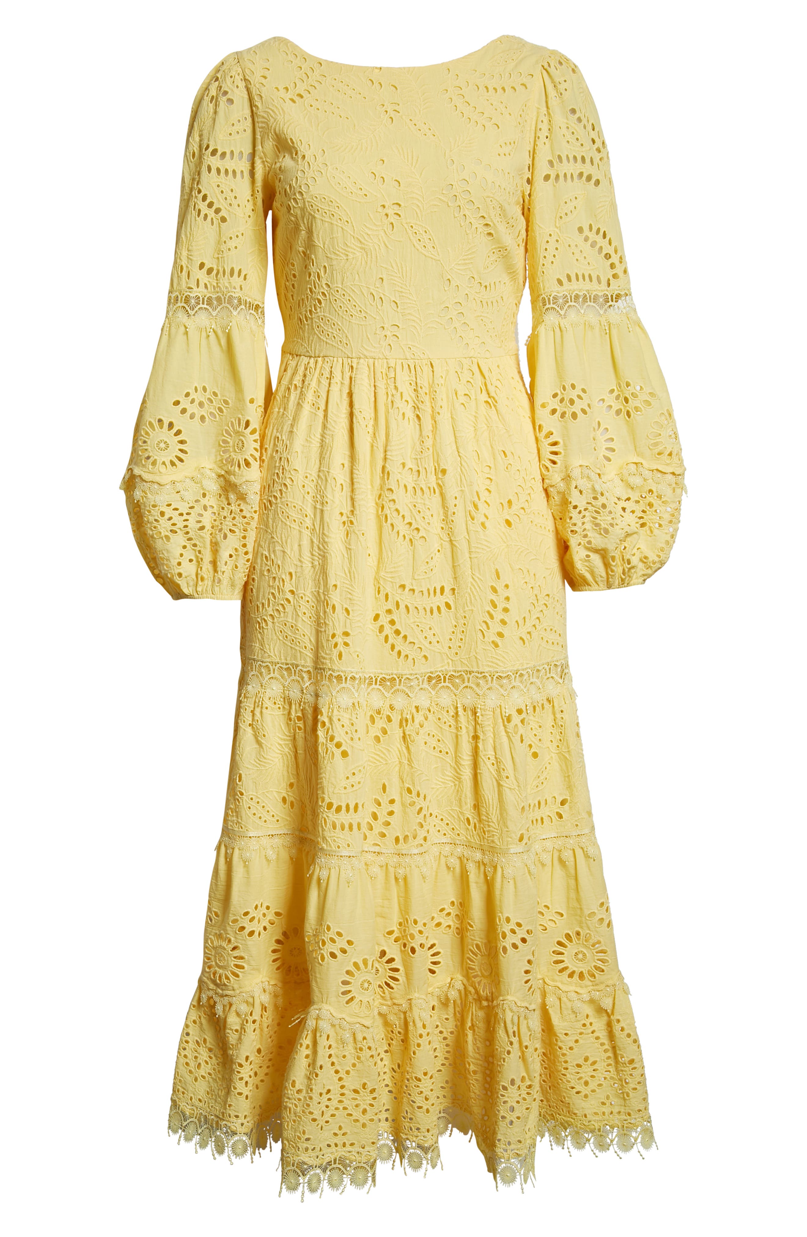 KOBI HALPERIN Zadie Long Sleeve Cotton Eyelet Dress in White | Smart Closet