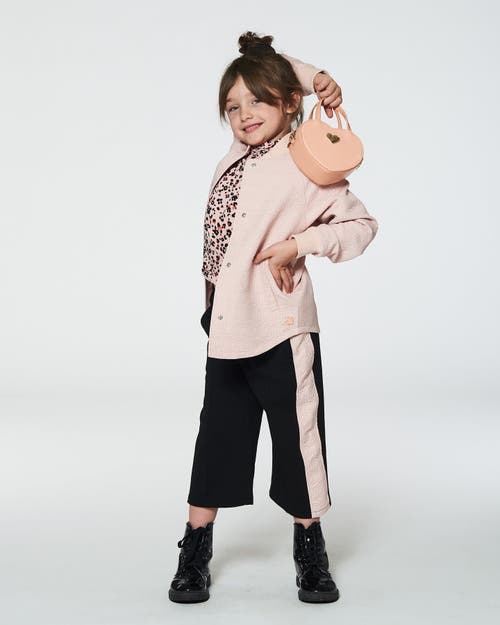 Deux Par Deux Girls' Cropped Wide Leg Pant With Contrast Band - Little Kid In Anthracite