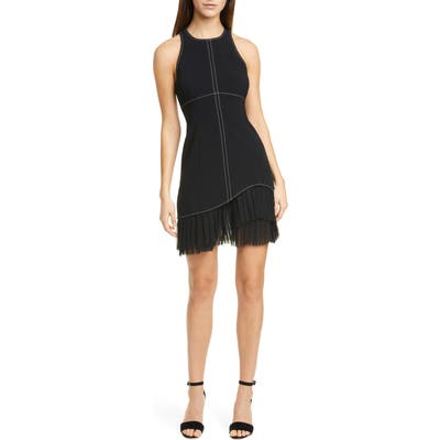 Cinq A Sept Cathy Contrast Stitch Minidress, Black