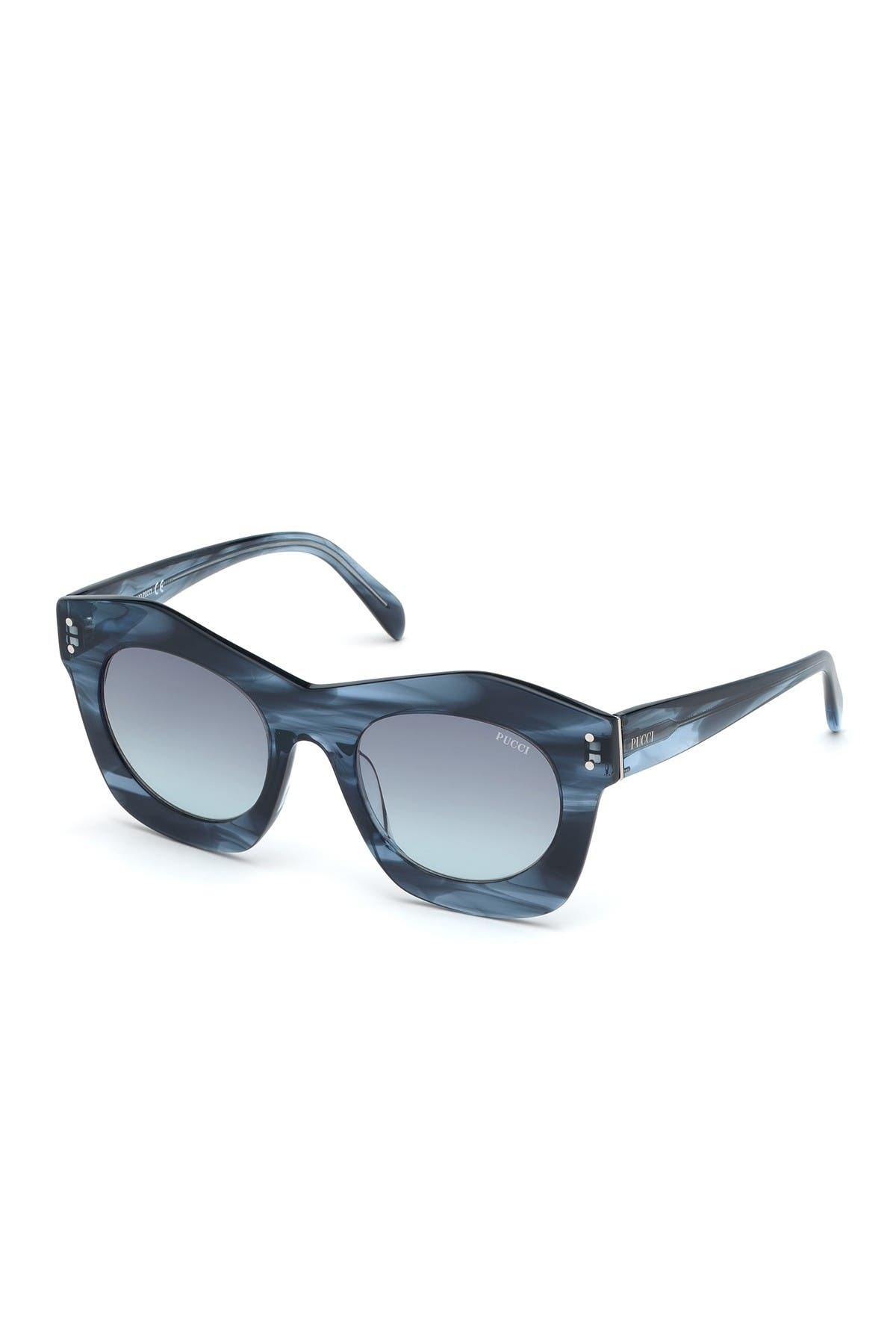 Emilio Pucci 51mm Geometric Sunglasses In Bluo/smkg