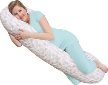  Leachco Snoogle Chic Supreme - Almohada para embarazo/maternidad  con funda de 100% algodón satinado en color blanco relajante, 1 unidad  (paquete de 1) : Bebés