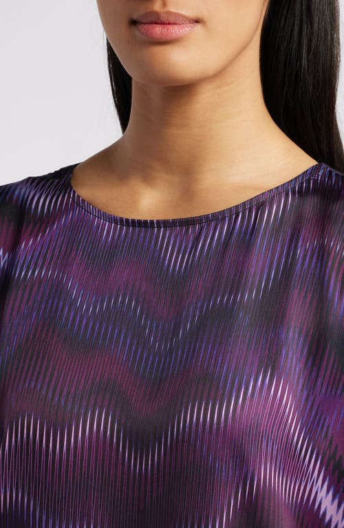 Shop Anne Klein Abstract Print Short Sleeve Top In Deep Plum Multi