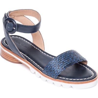 Bernardo Alexis Raffia Sandal, Blue