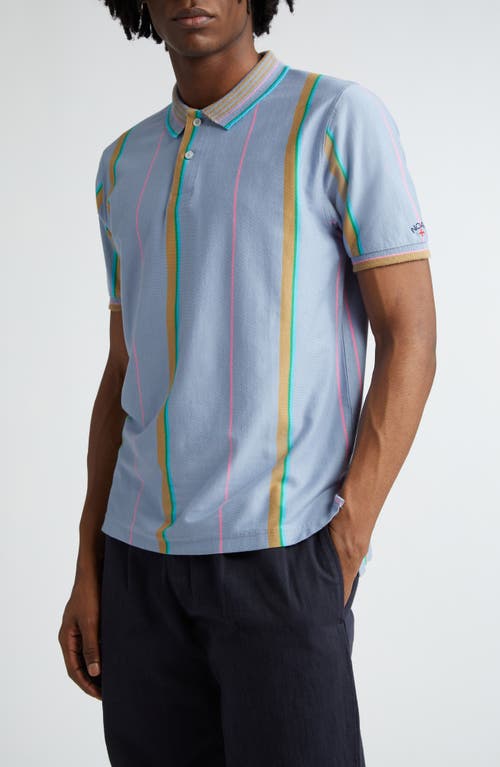 Noah Season One Stripe Cotton Polo In Blue