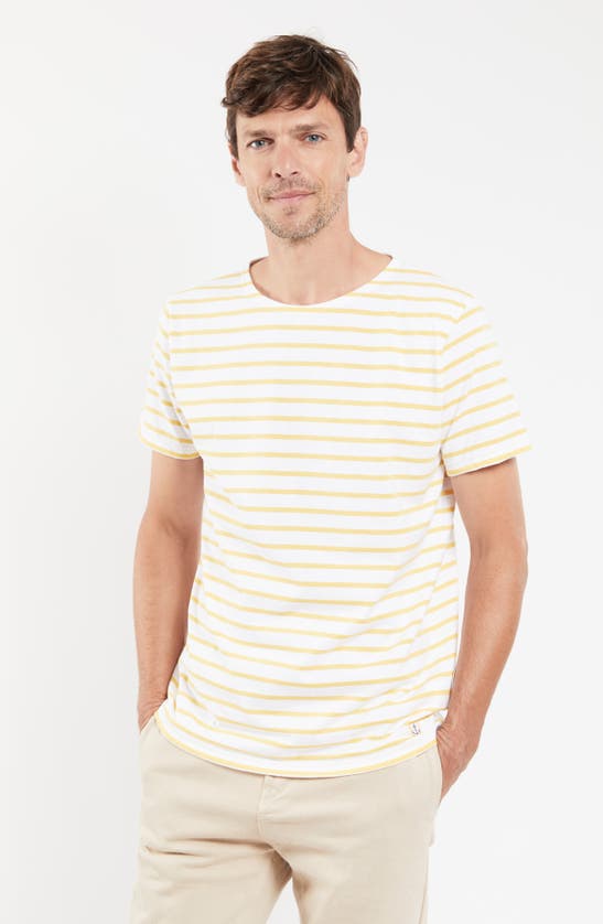 Shop Armor-lux Marine Stripe T-shirt In Blanc/ Gent E23