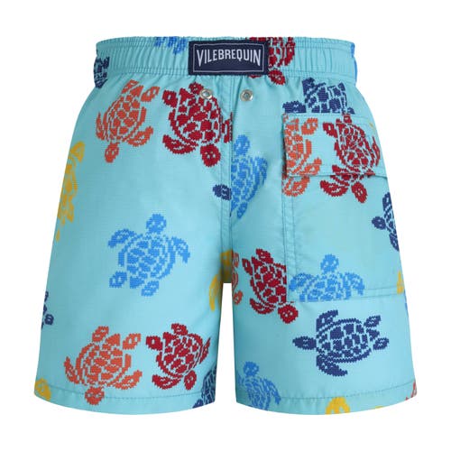 Shop Vilebrequin Kids' Ronde Des Tortues Tricot Swim Shorts In Bleu Lazuli