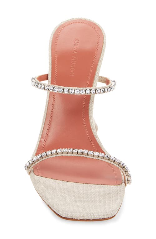 Shop Amina Muaddi Gilda Crystal Strap Slide Sandal In Beige/crystal