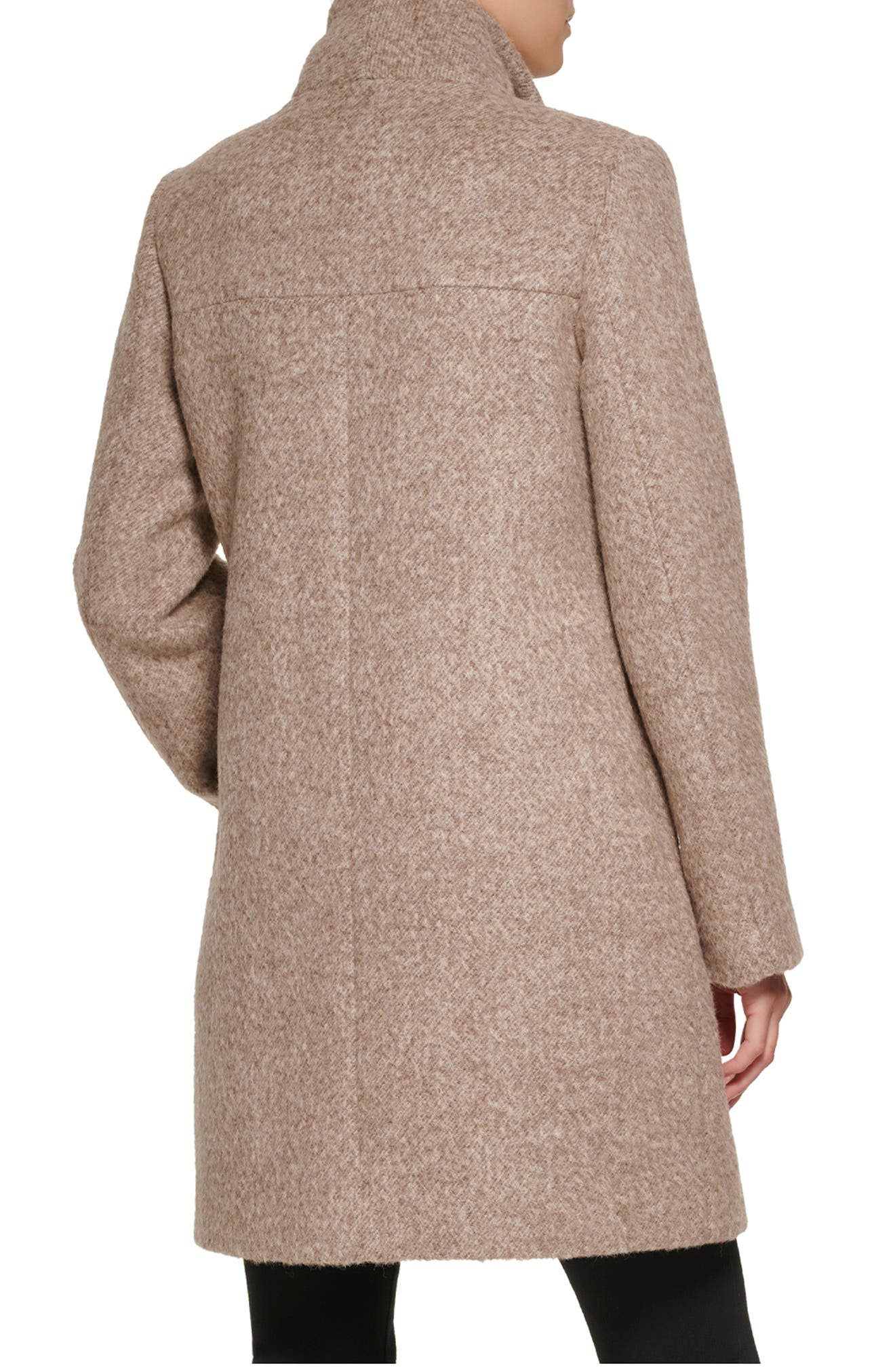 Cappotto Donna Kenneth Cole In Lana Tweed Asimmetrico Con Cintura E Dettagli Zip