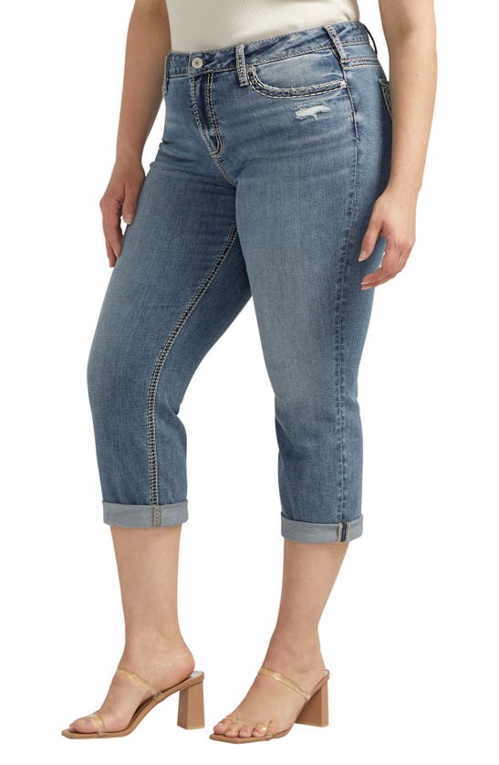 Shop Silver Jeans Co. Suki Mid Rise Capri Jeans In Indigo