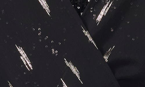 Vince Camuto Sequin Metallic Surplice Long Sleeve Top In Rich Black