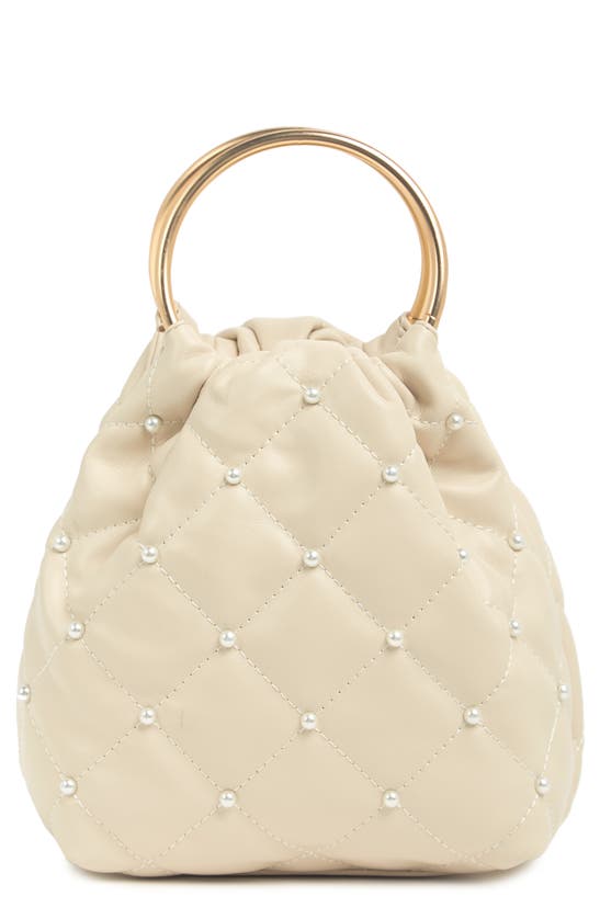House Of Want Faux Pearl Real One Ring Top Handle Bag In Winter White/ Pearls