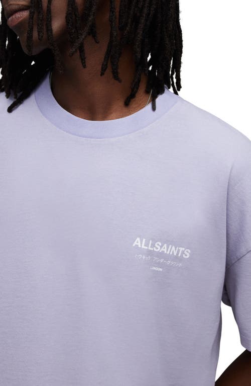 Shop Allsaints Underground Oversize Organic Cotton Graphic T-shirt In Sugared Lilac