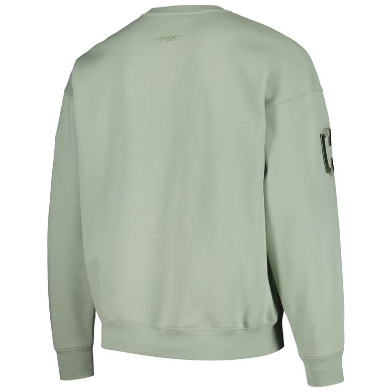Shop Pro Standard Green Cleveland Guardians Neutral Drop Shoulder Pullover Sweatshirt