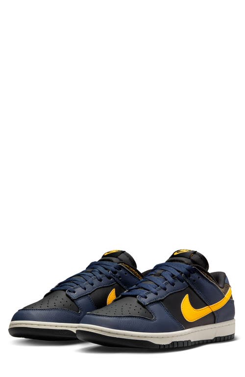 Nike Dunk Low Retro Basketball Sneaker in Black/Tour Yellow/Navy at Nordstrom, Size 8