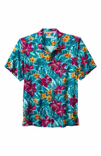 Tommy Bahama Bali Border Floral Jacquard Short Sleeve Silk Button-Up Shirt