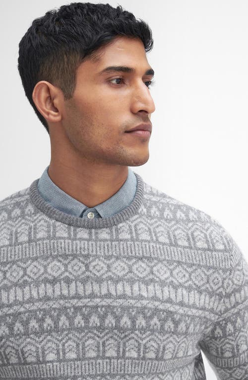 Shop Barbour Stonebeck Fair Isle Wool Sweater In Grey Marl