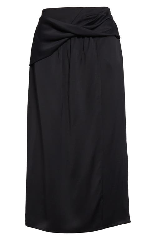 JW ANDERSON JW ANDERSON TWIST WAIST SATIN MIDI SKIRT 