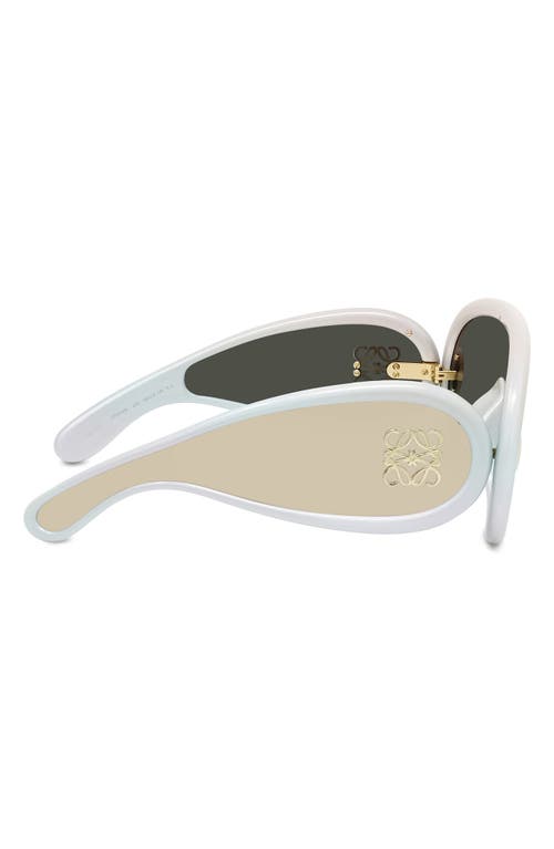 Shop Loewe Anagram 140mm Mirrored Shield Sunglasses In White/smoke Mirror