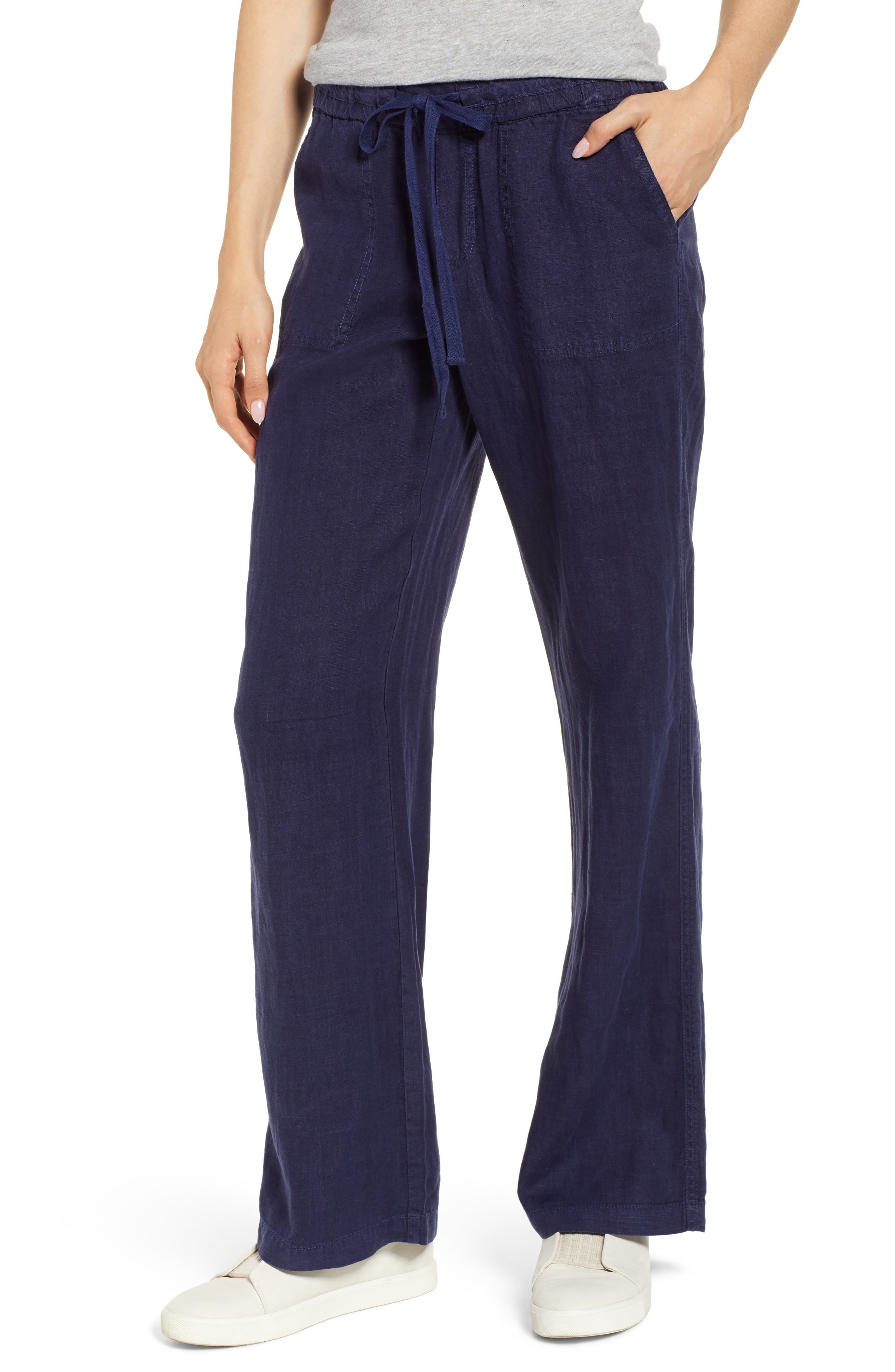 navy linen pants womens