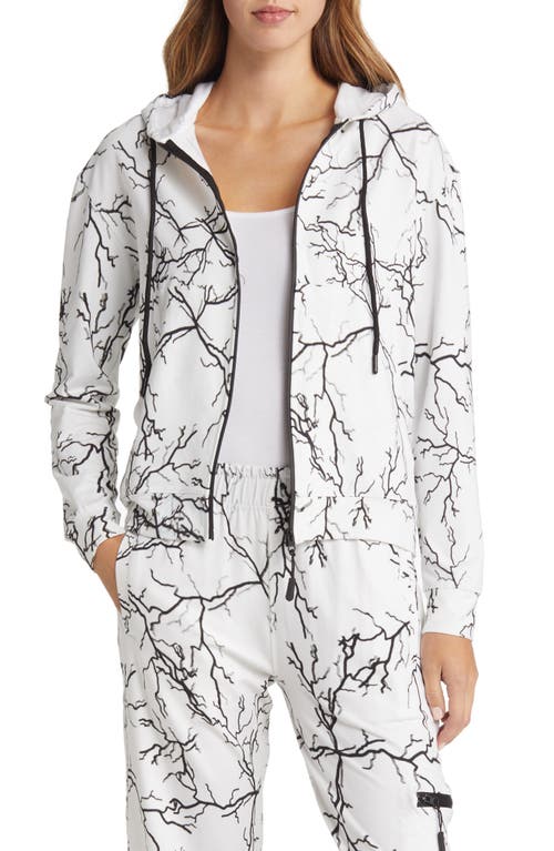Dai Moda Gender Inclusive Branch Road Front Zip Hoodie in White