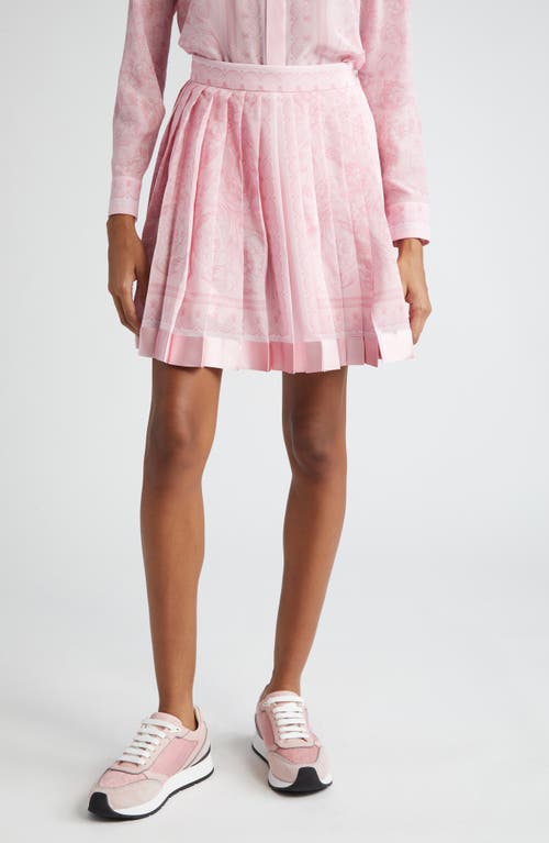 Versace Barocco Print Pleated Silk Skirt in Pale Pink at Nordstrom, Size 6 Us