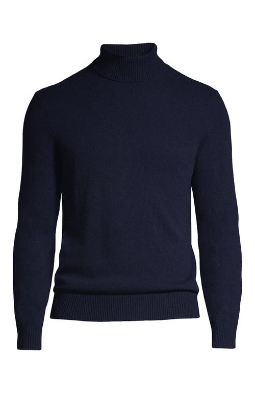 Shop Lands' End Fine Gauge Cashmere Turtleneck Sweater In Radiant Navy