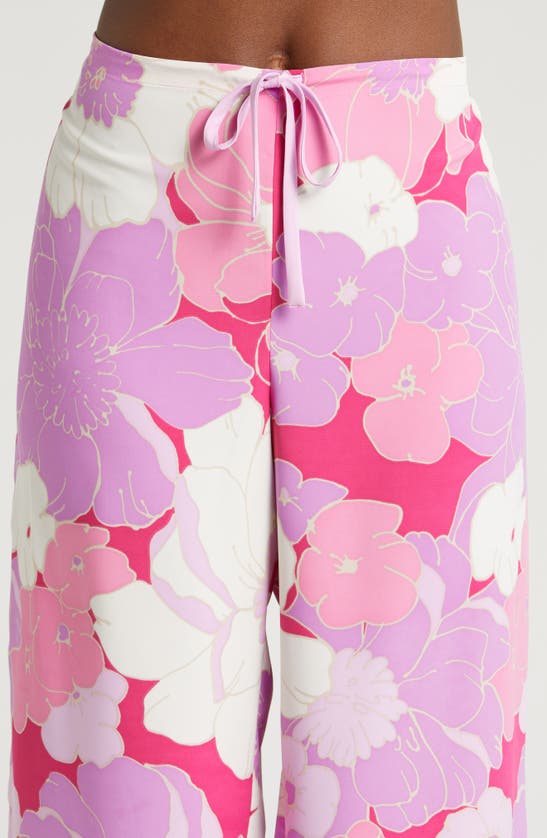 Shop Natori Croisette Floral Matte Satin Pajamas In Pink