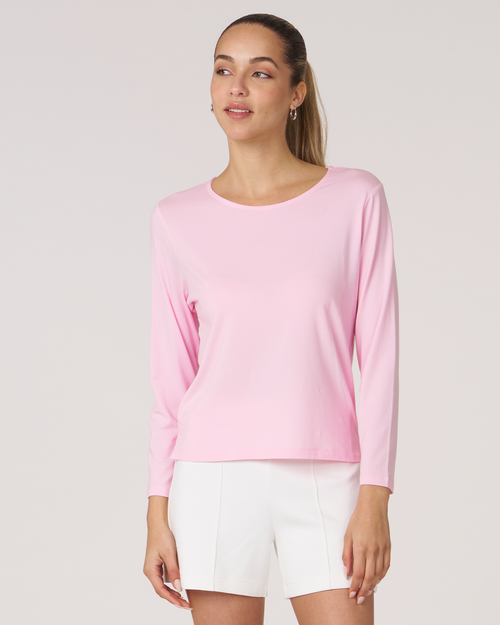 Shop Rebody Active Rebody Essentials Mid Length Long Sleeve Top In Pink