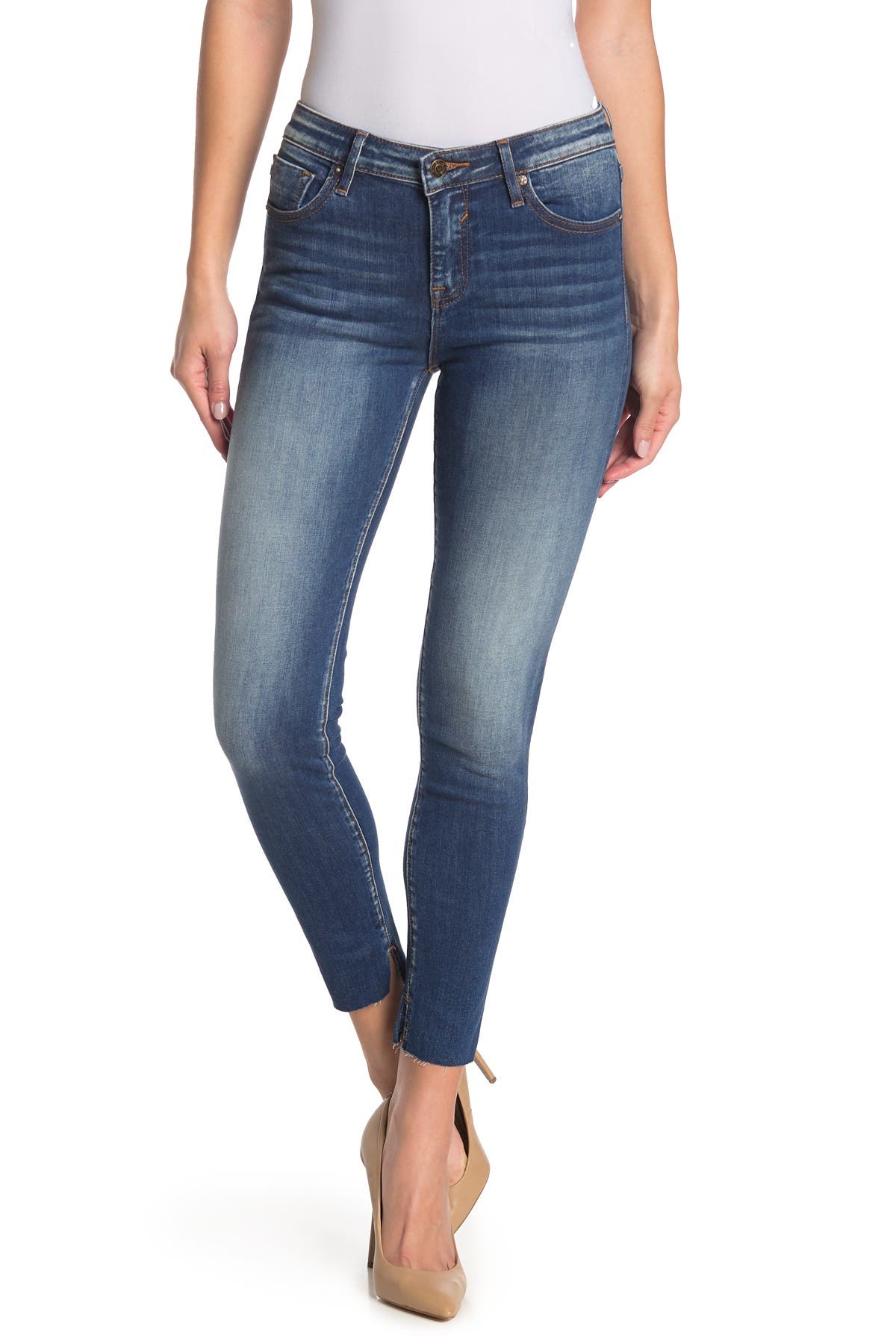 A V Denim Marly Mid Rise Skinny Jeans In Medium Blue6