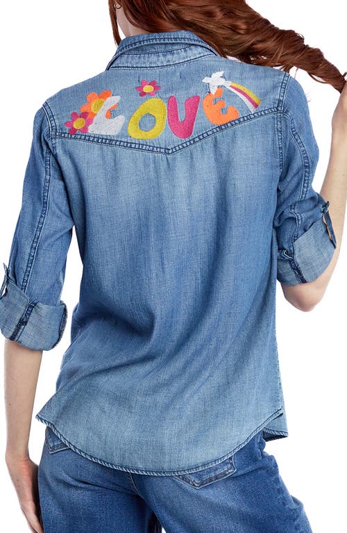 BILLY T BILLY T PEACE & LOVE EMBROIDERED BUTTON-UP SHIRT