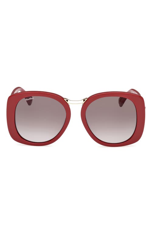 Max Mara 55mm Round Sunglasses in Shiny Bordeaux /Smoke at Nordstrom