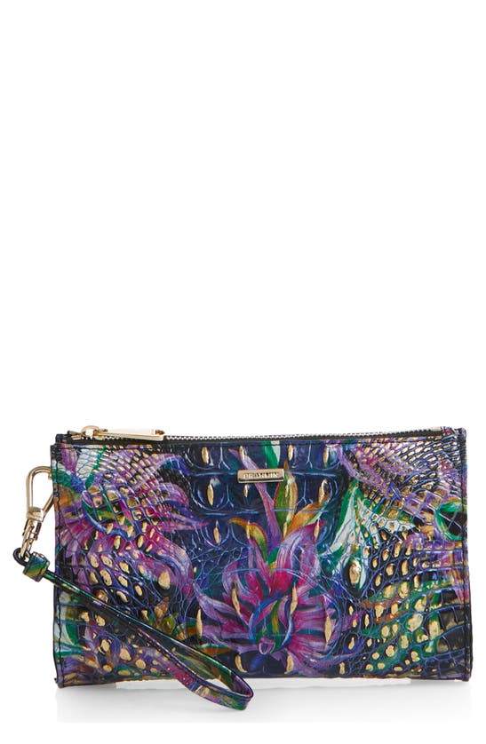 Brahmin Daisy Croc Embossed Leather Wristlet In Visionary