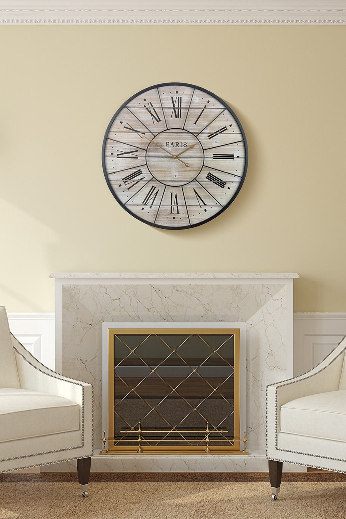 Sorbus Metal & Solid Wood Wall Clock Nordstrom Rack