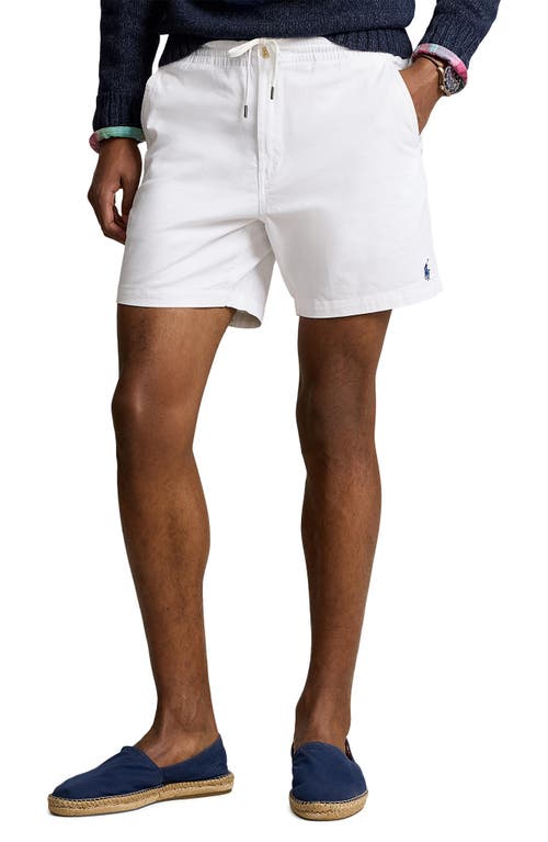 Stretch Cotton Twill Shorts in White