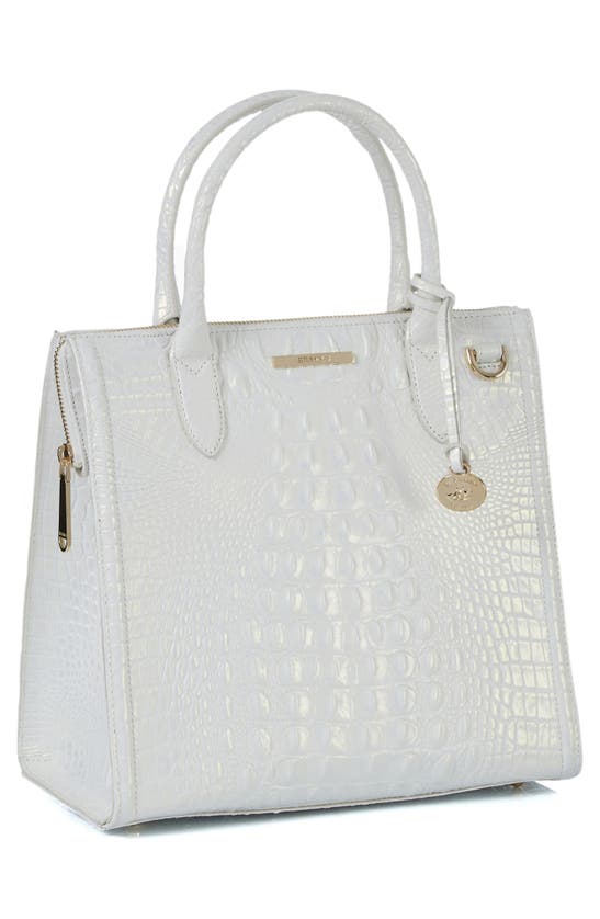 Brahmin Caroline Melbourne Embossed Leather Satchel In Shell White