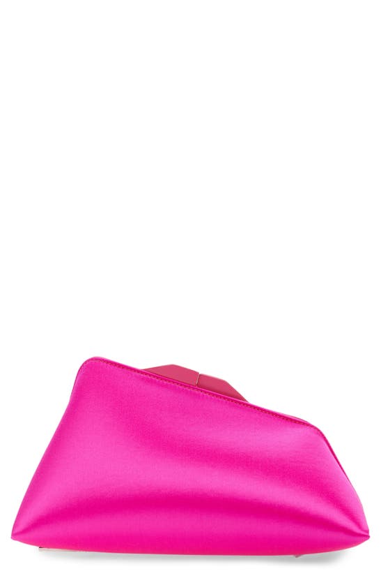 Attico Large Leather-trimmed Satin Clutch In Fuchsia
