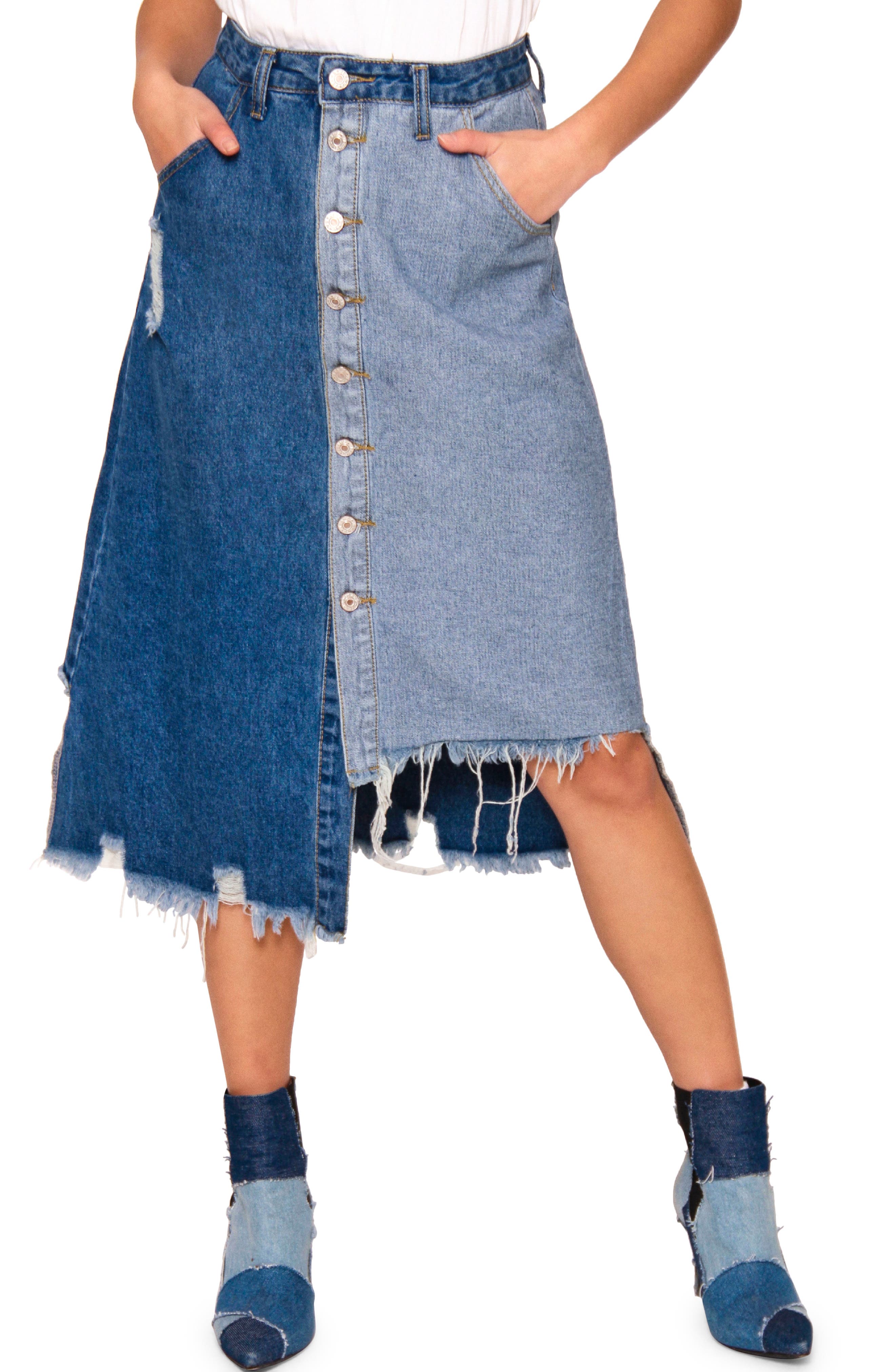 colour denim skirt